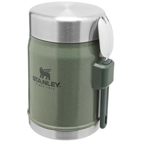 Bocal alimentaire promotionnel isotherme avec fourchette Legendary Stanley Vert forêt